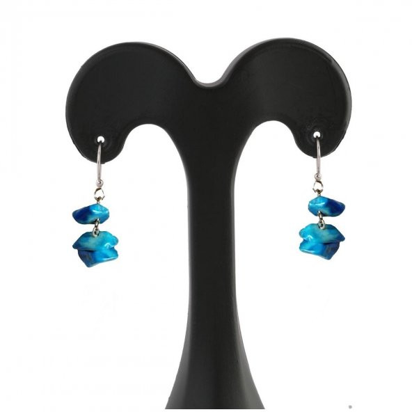 Turkuaz Renk Kadın Kırık Doğal Taş Küpe