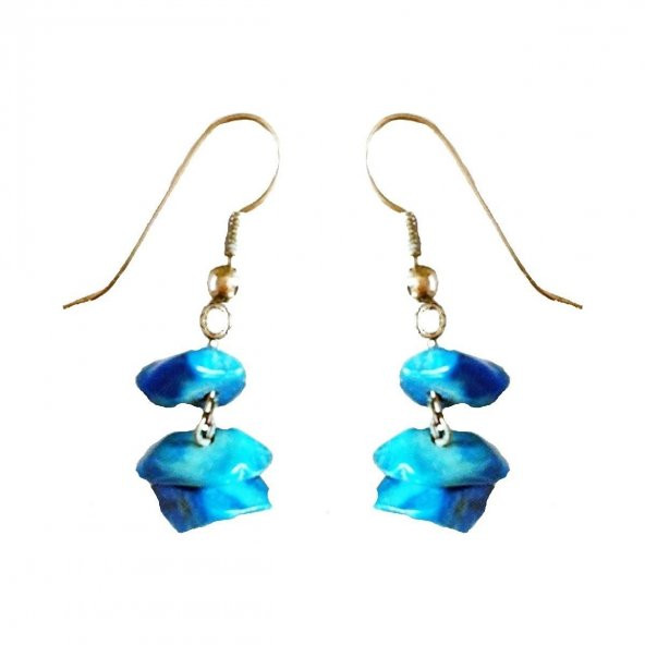 Turkuaz Renk Kadın Kırık Doğal Taş Küpe - 2