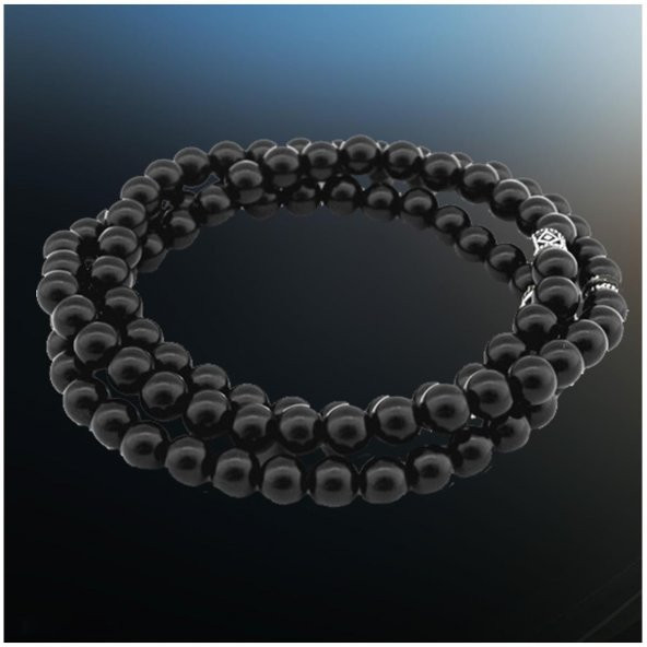 Siyah Oniks Doğal Taş Erkek 99lu Tesbih ve Bileklik - 2