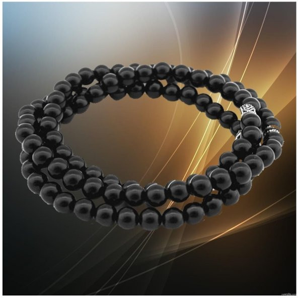 Siyah Oniks Doğal Taş Erkek 99lu Tesbih ve Bileklik - 3
