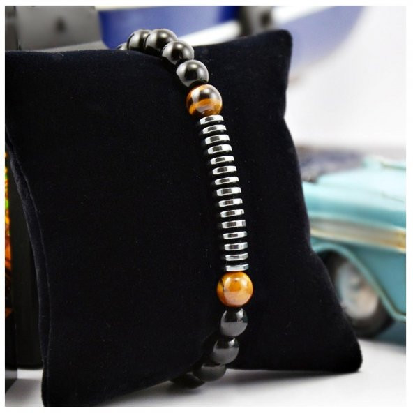 Kaplangözü Hematit Oniks Erkek Doğal Taş Bileklik