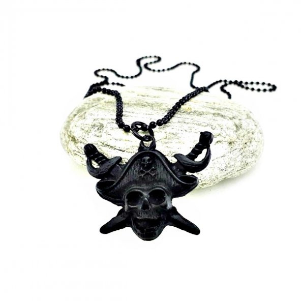 Mat Siyah Renk Top Zincir Erkek Korsan Kolye