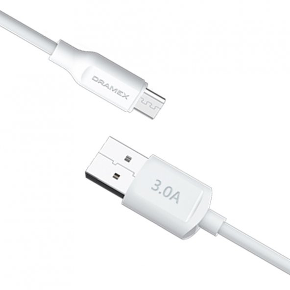 Dramex D30MK Micro USB Data/Şarj Kablosu 3.0A 1mt Beyaz - 2