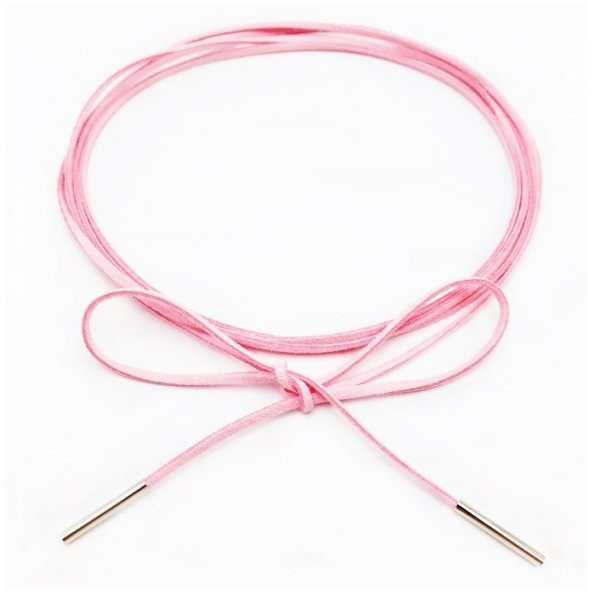 Pembe Renk Kadın Süet Bağcıklı Choker  Kolye