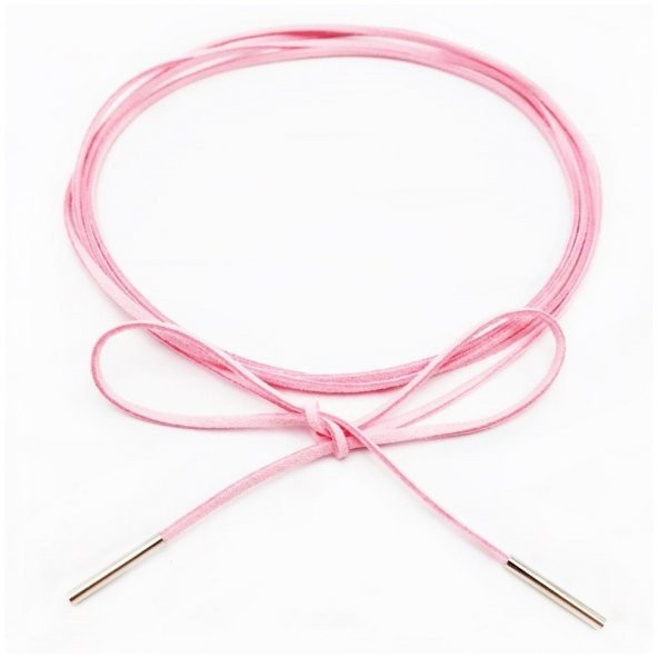 Pembe Renk Kadın Süet Bağcıklı Choker  Kolye - 2