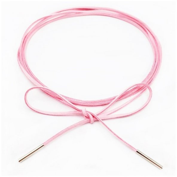 Pembe Renk Kadın Süet Bağcıklı Choker  Kolye - 4
