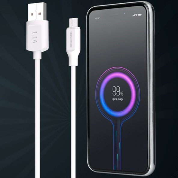 Dramex D11MK Micro USB Data/Şarj Kablosu 1.1A 1mt Beyaz - 3