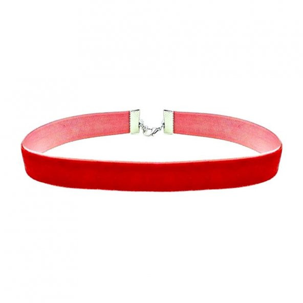 Kırmızı Renk Kadife 1.5 cm Kadın Choker Kolye