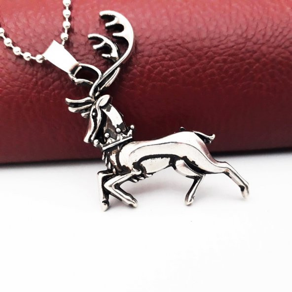 Gümüş Renk Kadın Geyik Kolye - 2