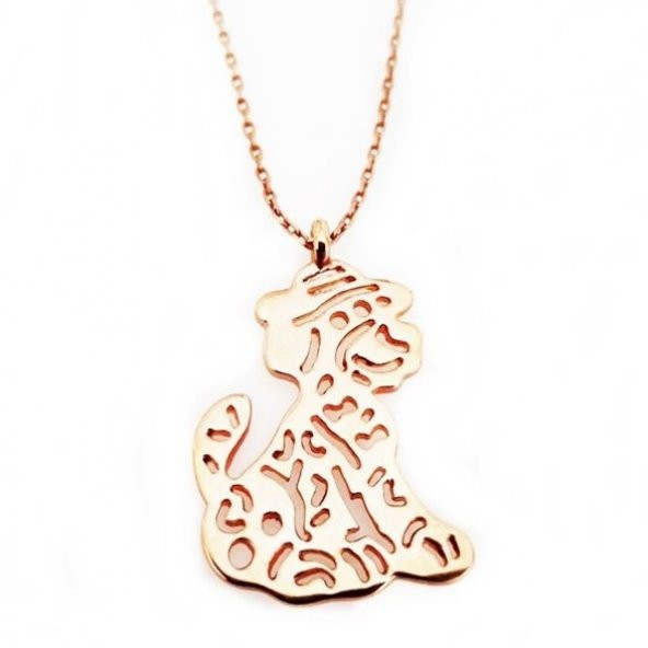 Rose Kaplama Köpek Objeli Kadın Kolye