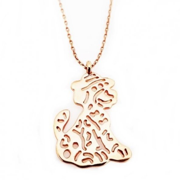 Rose Kaplama Köpek Objeli Kadın Kolye - 5