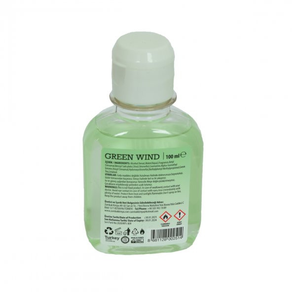 Yeşil Çaylı Kolonya Green Wınd Eau De Cologne 80 Derece 100 ML - 2
