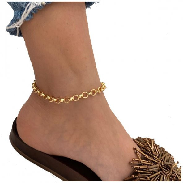 Altın Kaplama Zincir Kadın Halhal - 2