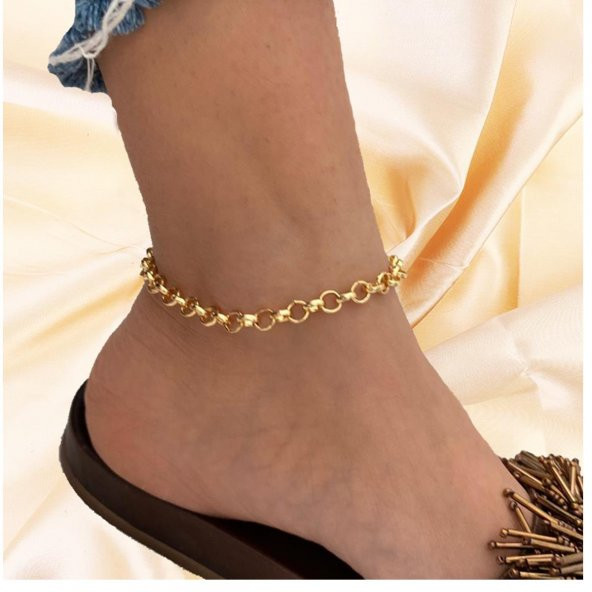 Altın Kaplama Zincir Kadın Halhal - 3