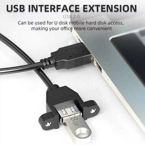 PrimeX PX-1295 1.5 Metre USB Uzatma kablo, USB2.0 Erkek Dişi Kablo, Sabitlenebilir USB Uzatma Kablosu - 6