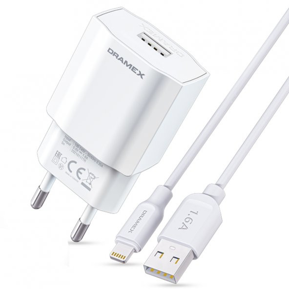 Dramex D16L Şarj Aleti Lightning Kablolu Set 1.6A - 6