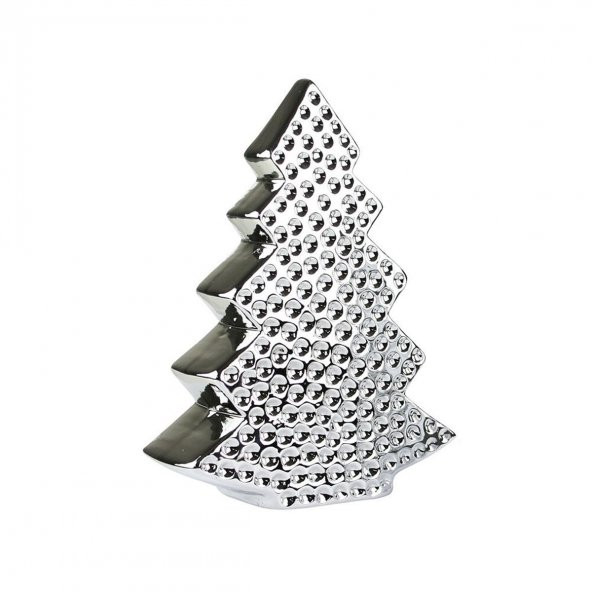 Yılbaşı Yeniyıl Dekorasyonu Çam Ağacı Figür Krom 13cm Yılbaşı Christmas Temalı Biblo