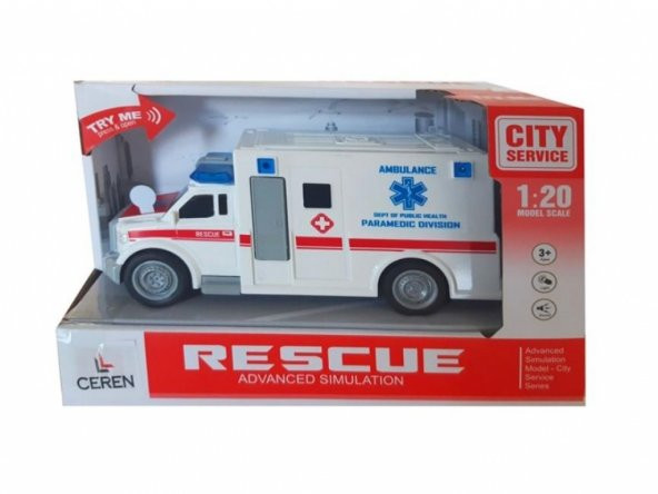 Ceren Toys Işıklı ve Sesli Sürtmeli Ambulans