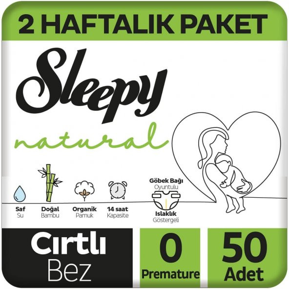 Sleepy Natural Bebek Bezi Jumbo 0 Beden Premature 0-3 Kg 50 Adet