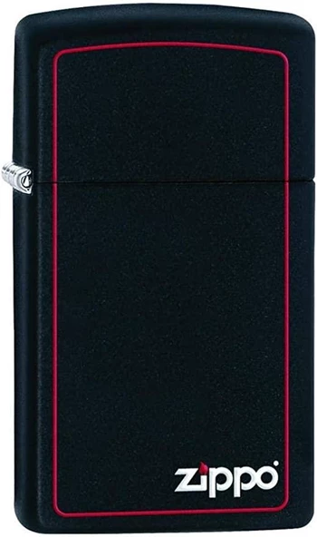 Zippo Çakmak 1618ZB Slim Black Matte With Red Border Lighter