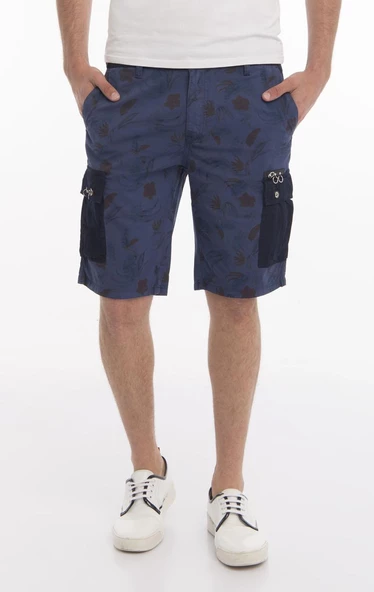 Erkek Desenli Çift Renkli Kargo Cepli Spor Şort - 3