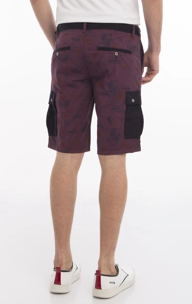 Erkek Desenli Çift Renkli Kargo Cepli Spor Şort - 6