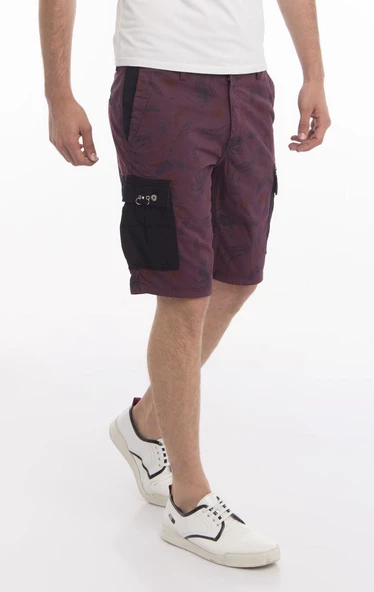 Erkek Desenli Çift Renkli Kargo Cepli Spor Şort - 5