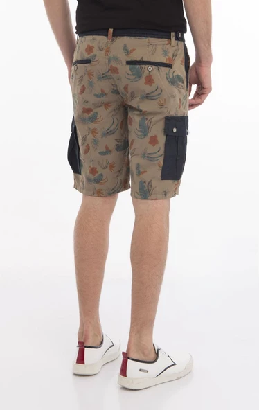 Erkek Desenli Çift Renkli Kargo Cepli Spor Şort - 12