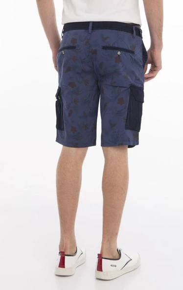 Erkek Desenli Çift Renkli Kargo Cepli Spor Şort - 4