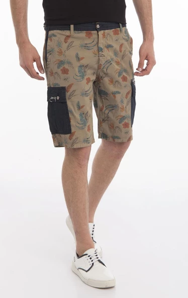 Erkek Desenli Çift Renkli Kargo Cepli Spor Şort - 10