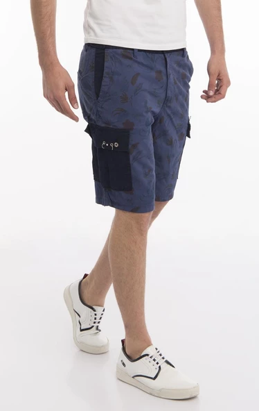 Erkek Desenli Çift Renkli Kargo Cepli Spor Şort - 2