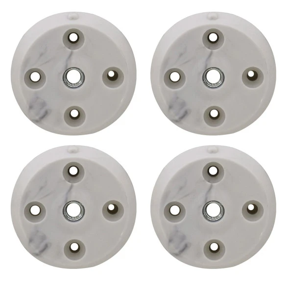 Mobilya Masa Sehpa Ayağı Bağlantı Aparatı Düz Ayak Tabanı Beyaz (4 ADET) - 2