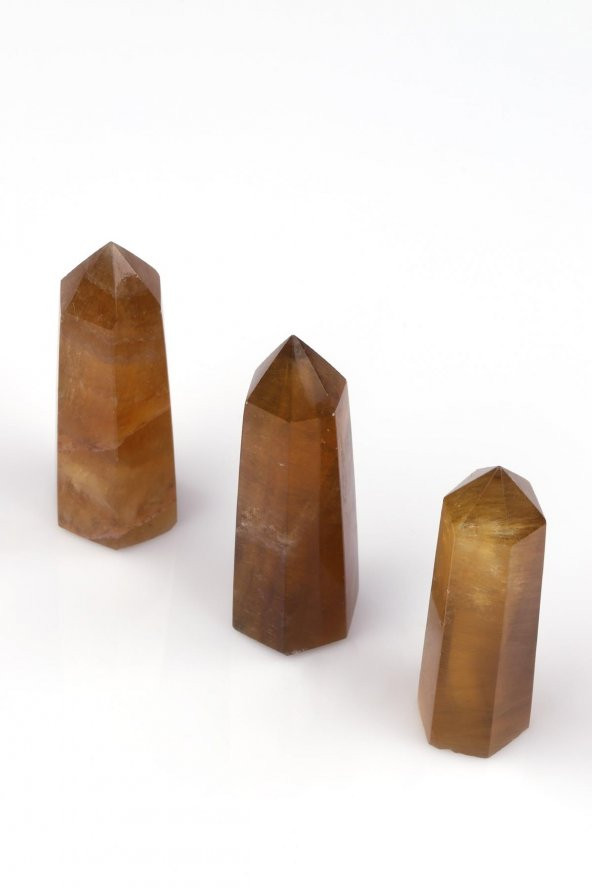 Sarı Florit Doğal Taş Obelisk Parça