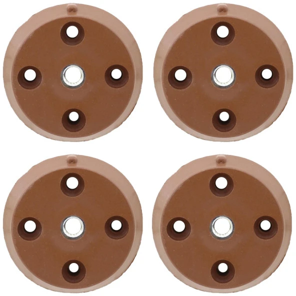 Mobilya Masa Sehpa Ayağı Bağlantı Aparatı Düz Ayak Tabanı Kahverengi (4 ADET) - 2