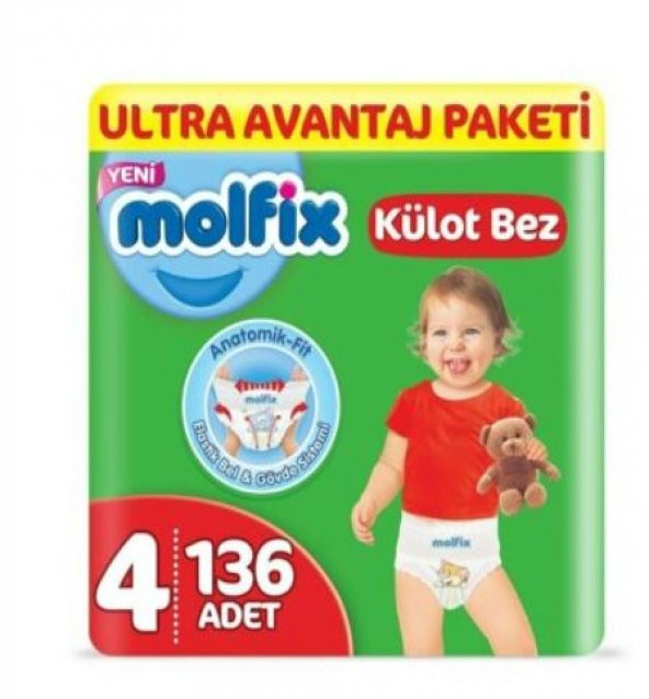 Molfix Külot Bebek Bezi 4 No 9-14 Kg 136lı Ultra Avantaj Paketi