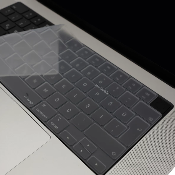 Macbook Kılıf Klavye Koruyucu M1-M2-M3 (Türkçe Q) TouchID'li A2681 A3113 A2941 A3114 A2442 A2485 ile Uyumlu - 4