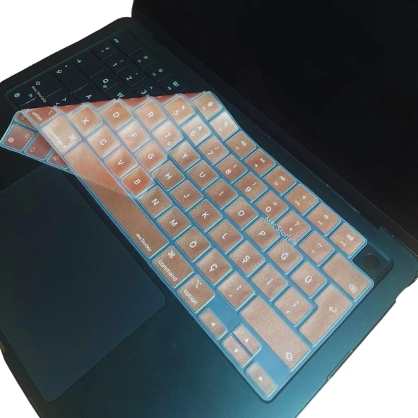 Macbook Kılıf Klavye Koruyucu M1-M2-M3 (Türkçe Q) TouchID'li A2681 A3113 A2941 A3114 A2442 A2485 ile Uyumlu - 5