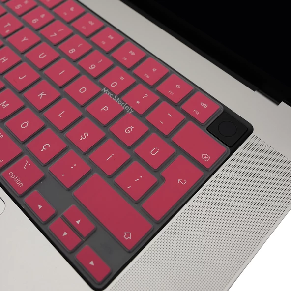 Macbook Kılıf Klavye Koruyucu M1-M2-M3 (Türkçe Q) TouchID'li A2681 A3113 A2941 A3114 A2442 A2485 ile Uyumlu - 9
