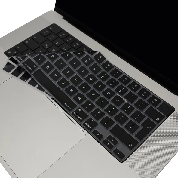 Macbook M1-M2-M3 Klavye Koruyucu (UK-EU İngilizce) TouchID'li A2681 A3113 A2941 A3114 A2442 A2485 ile Uyumlu