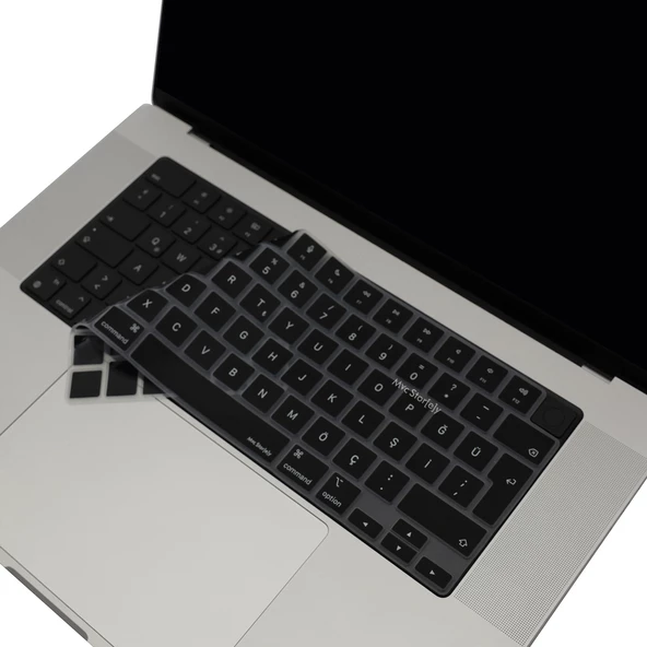 Macbook Kılıf Klavye Koruyucu M1-M2-M3 (Türkçe Q) TouchID'li A2681 A3113 A2941 A3114 A2442 A2485 ile Uyumlu