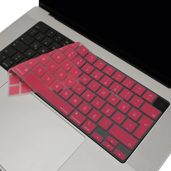 Macbook Kılıf Klavye Koruyucu M1-M2-M3 (Türkçe Q) TouchID'li A2681 A3113 A2941 A3114 A2442 A2485 ile Uyumlu - 3