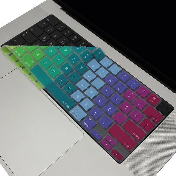 MacBook Türkçe Q Klavye Koruyucu Dazzle Silikon US İngilizce Klavyeyi Türkçeye Çeviren Silikon Kılıf ürün görseli 1