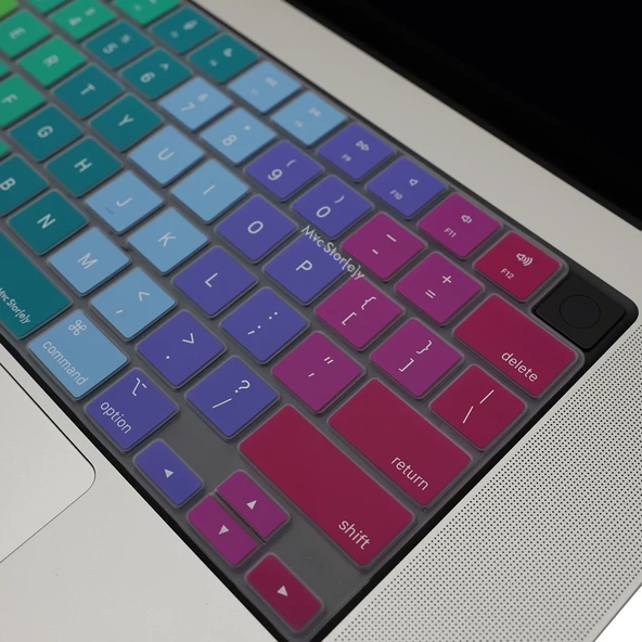 Macbook M1-M2-M3 Air Pro Klavye Koruyucu (US-ABD İngilizce) TouchID'li A2681 A3113 A2941 A3114 A2442 A2485 ile Uyumlu Dazzle - 4
