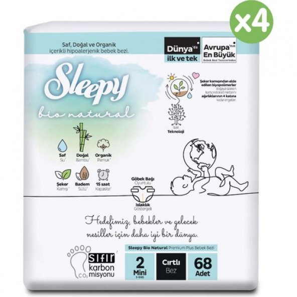 Sleepy Bio Natural U ltra Paket Bebek Bezi 2 Numara Mini 272 Adet - 2