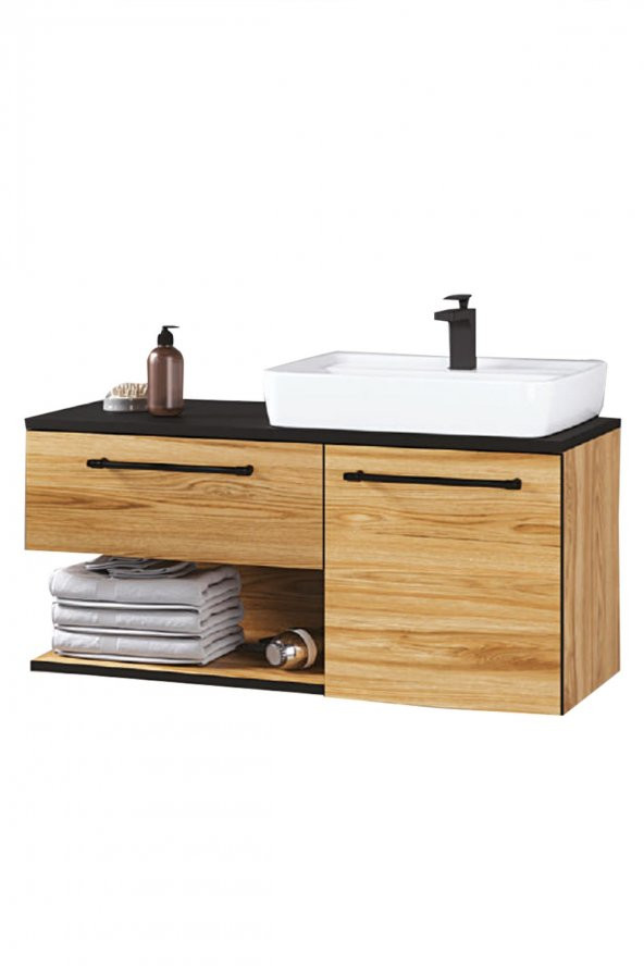 Turkuaz Duru Etajerli Lavabo 50 40 cm,Denko Piramit 90 Alt Modül ürün görseli