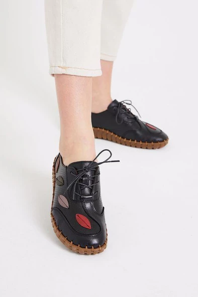 Venüs 2010709Y Kadın Çiçekli Deri Bağcıklı Günlük Ayakkabı - 8