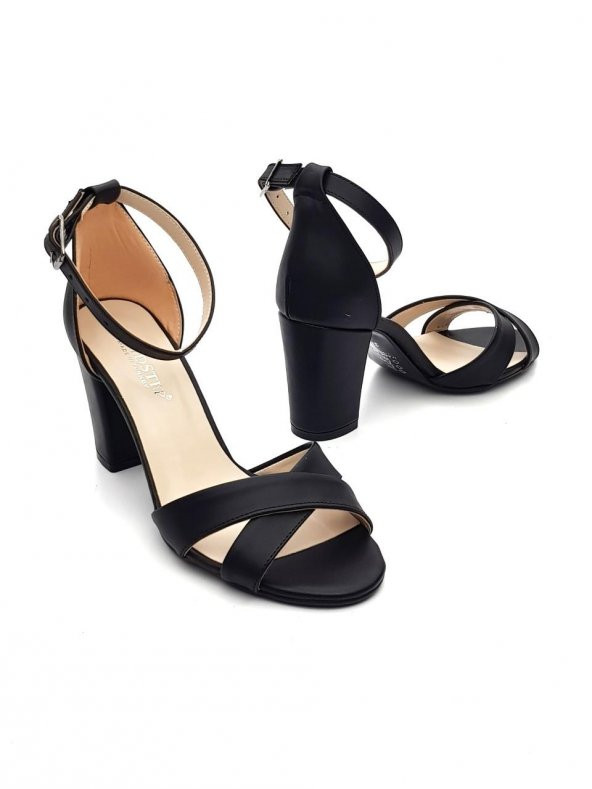 Goldstep 157 Kadın Çapraz 7cm Kalın Topuk Tekbant Ayakkabı - 2