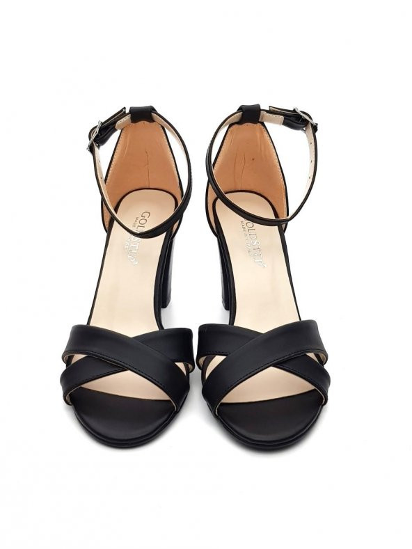 Goldstep 157 Kadın Çapraz 7cm Kalın Topuk Tekbant Ayakkabı - 3