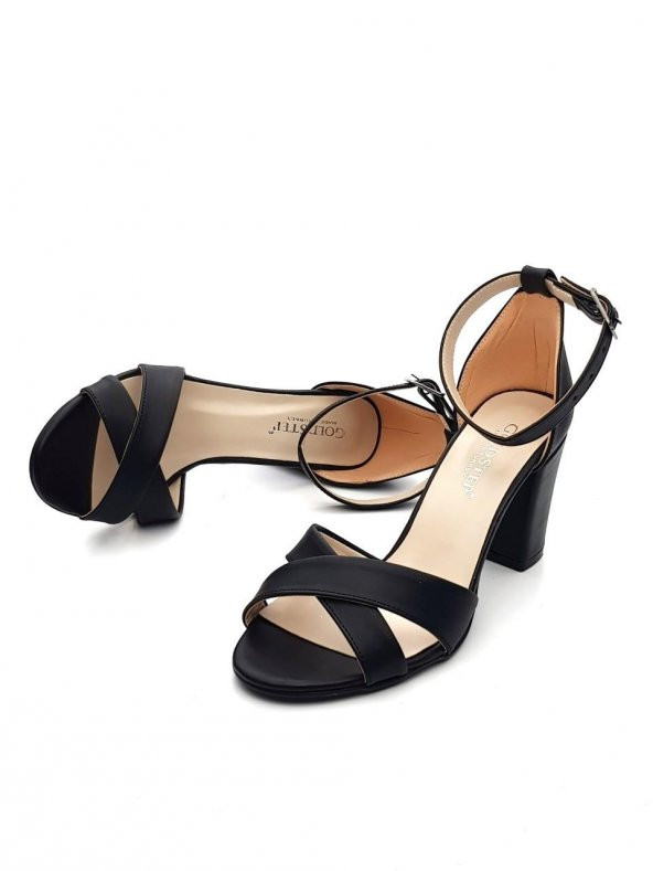 Goldstep 157 Kadın Çapraz 7cm Kalın Topuk Tekbant Ayakkabı - 4