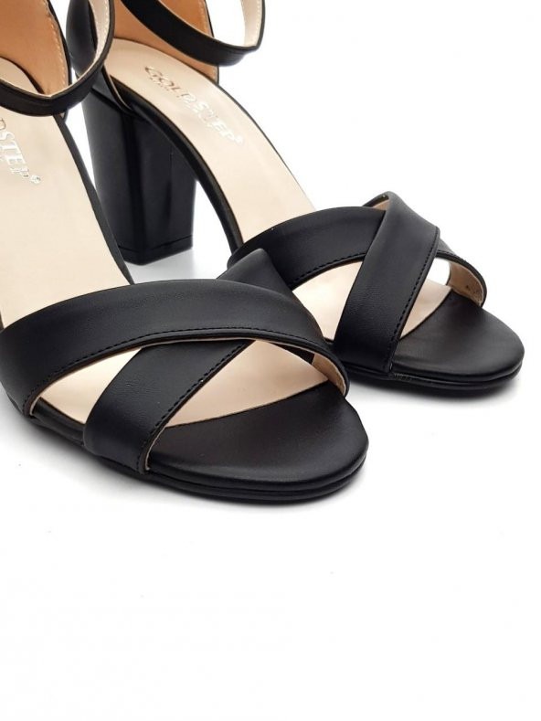 Goldstep 157 Kadın Çapraz 7cm Kalın Topuk Tekbant Ayakkabı - 6